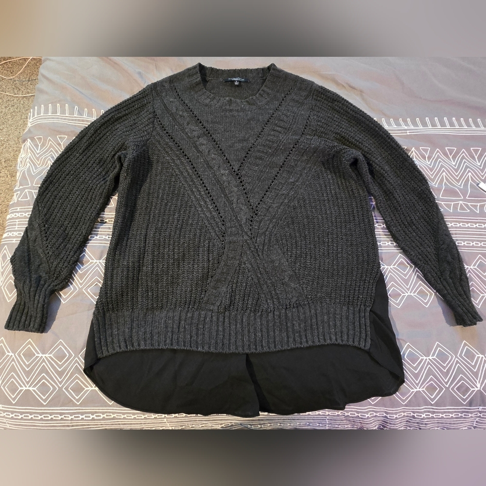 Thakoon Dark Grey Mixed Media Sweater Size Large